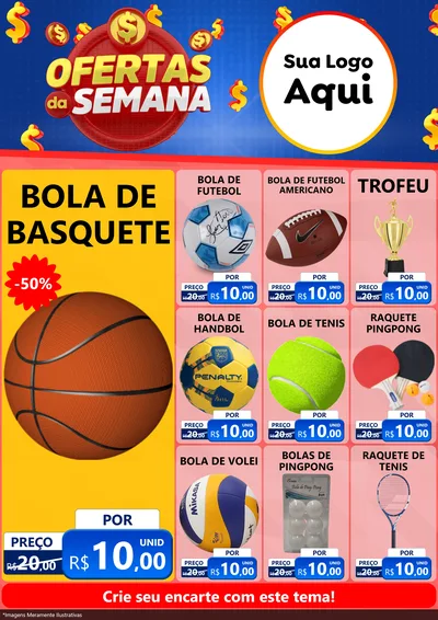 Modelo de Encarte para Encarte A4 Vertical com o tema Ofertas Da Semana para Artigos Esportivos