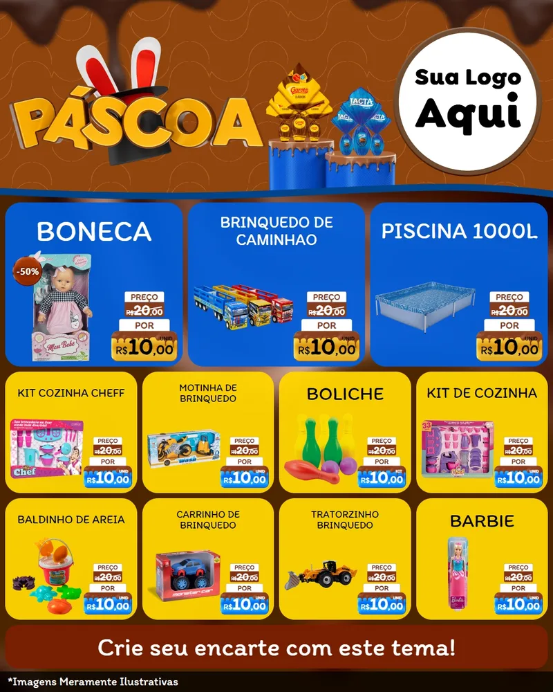 Modelo de Rede Social para Feed Instagram com o tema Páscoa para Brinquedos