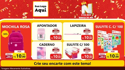 Modelo de TV para TV Horizontal com o tema Dia N o Dia Mais Barato do Mês para Papelaria