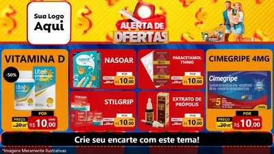 Modelo de TV para TV Horizontal com o tema Alerta de Ofertas para Farmácia