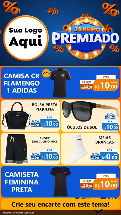 Modelo de TV para TV Vertical com o tema Janeiro Premiado para Roupas e acessórios
