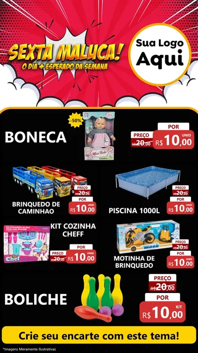 Modelo de TV para TV Vertical com o tema Sexta Maluca! para Brinquedos