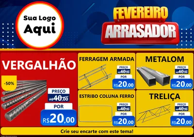 Modelo de Encarte para Encarte A4 Horizontal com o tema Fevereiro Arrasador para Ferragens