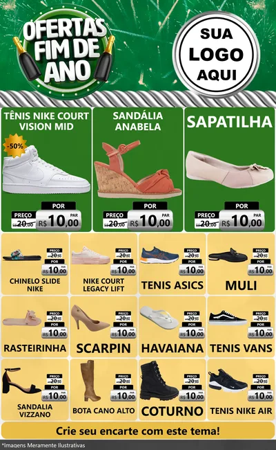 Modelo de Encarte para Encarte Grande com o tema Ofertas Fim de Ano para Calçados