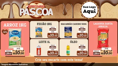 Modelo de TV para TV Horizontal com o tema Ofertas de Páscoa para Supermercado