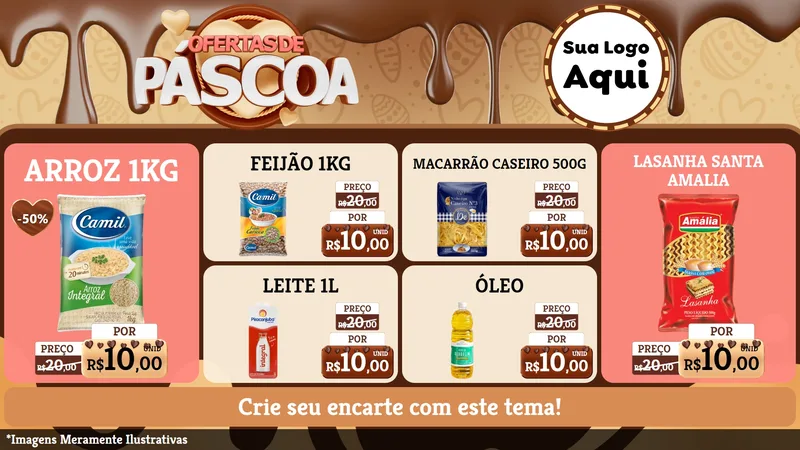Modelo de TV para TV Horizontal com o tema Ofertas de Páscoa para Supermercado