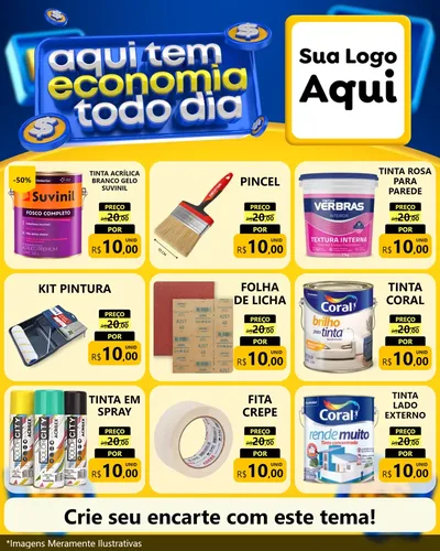Modelo de Rede Social para Feed Instagram com o tema Aqui Tem Economia Todo Dia para Tintas e Ferramentas
