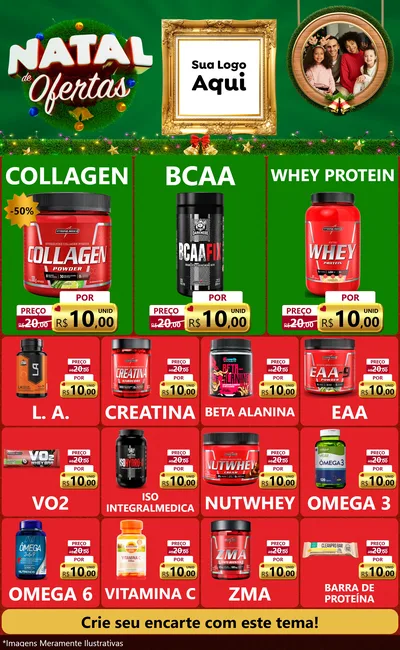 Modelo de Encarte para Encarte Grande com o tema Natal de Ofertas para Suplementos alimentares