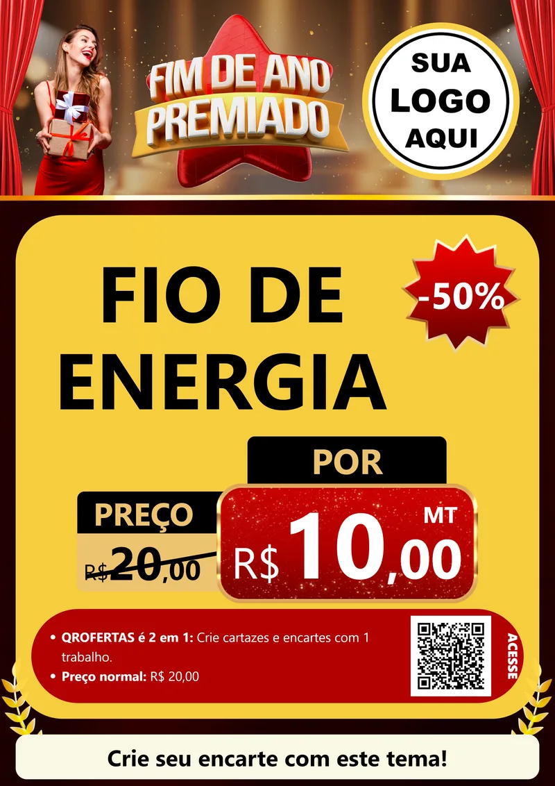 Modelo de Cartaz para Cartaz A4 Vertical com o tema Fim de Ano Premiado para Materiais Elétricos