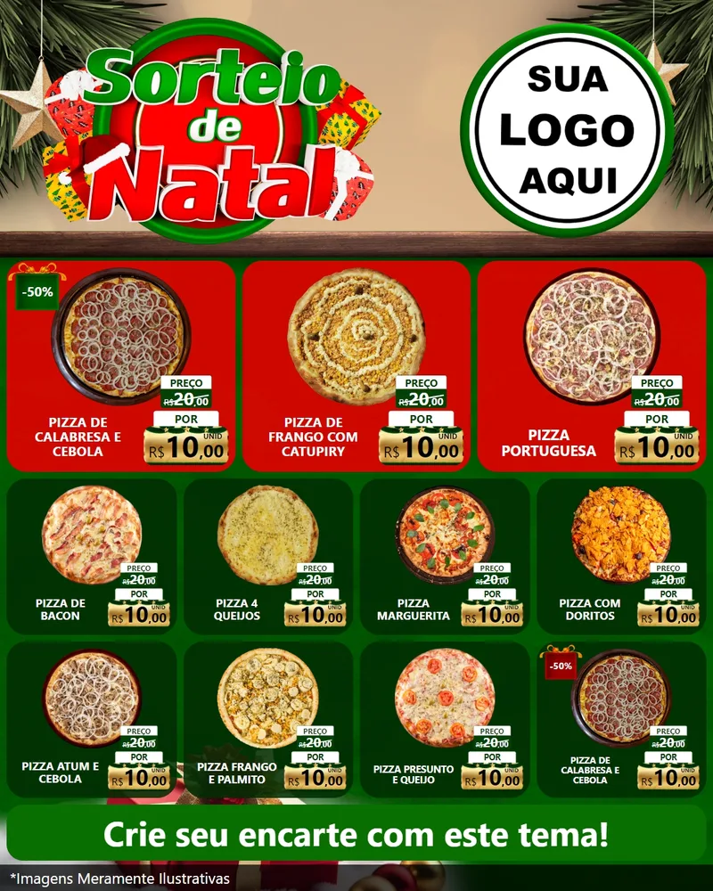 Modelo de Rede Social para Feed Instagram com o tema Sorteio de Natal para Pizzaria