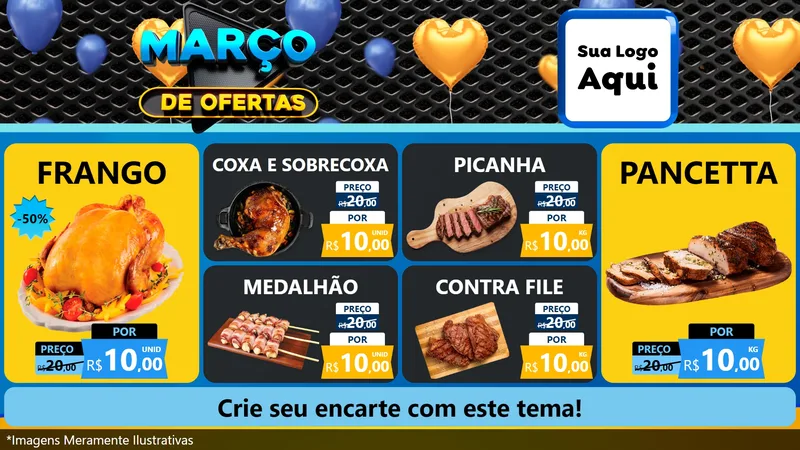 Modelo de TV para TV Horizontal com o tema Março de Ofertas para Assados