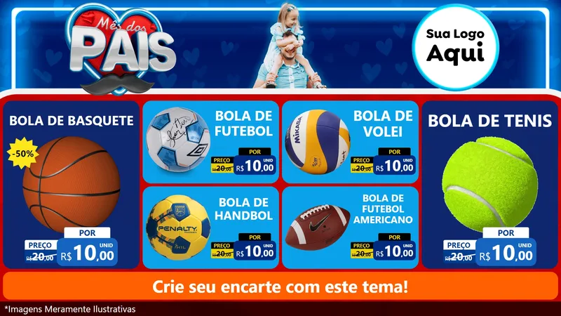 Modelo de TV para TV Horizontal com o tema Mês Dos Pais para Artigos Esportivos