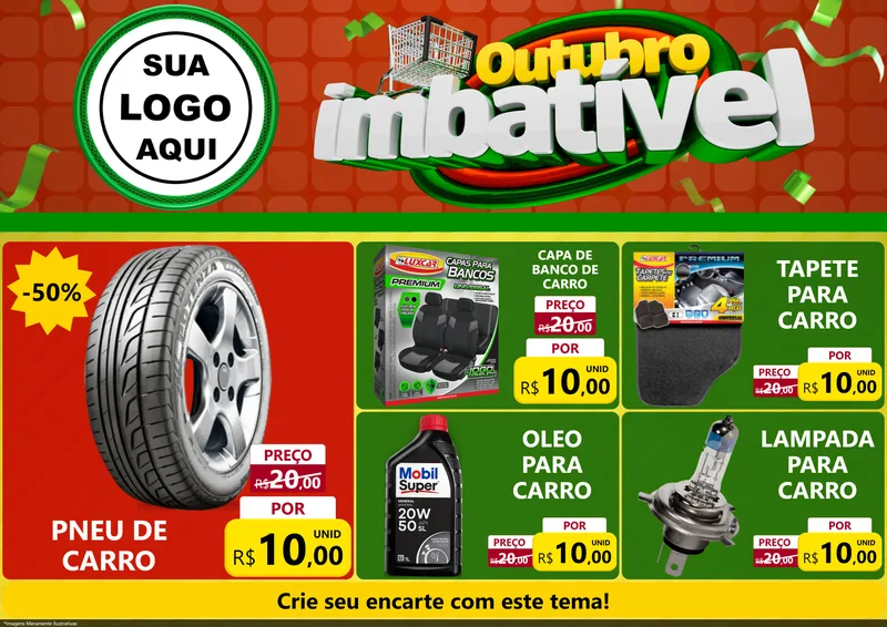 Modelo de Encarte para Encarte A4 Horizontal com o tema Outubro Imbatível para Auto peças