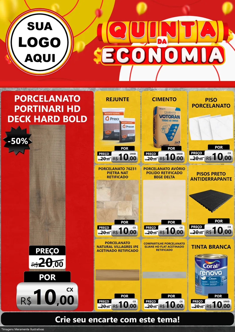 Modelo de Encarte para Encarte A4 Vertical com o tema Quinta da Economia para Pisos e revestimentos
