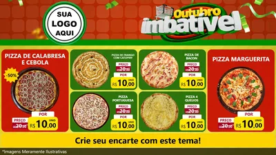 Modelo de TV para TV Horizontal com o tema Outubro Imbatível para Pizzaria
