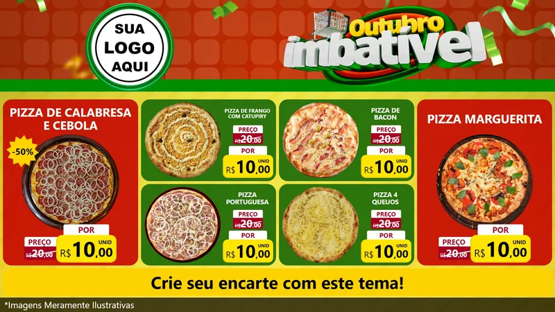 Modelo de TV para TV Horizontal com o tema Outubro Imbatível para Pizzaria
