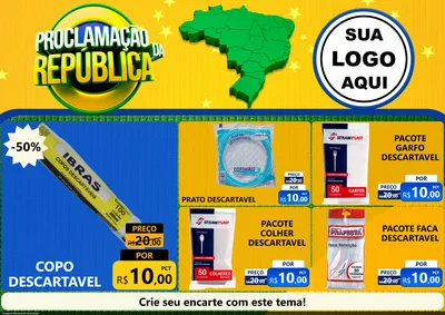 Modelo de Encarte para Encarte A4 Horizontal com o tema Proclamação da República para Embalagens