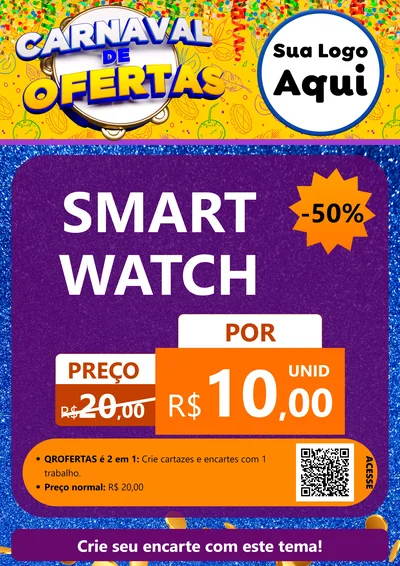 Modelo de Cartaz para Cartaz A4 Vertical com o tema Carnaval de Ofertas para Informática