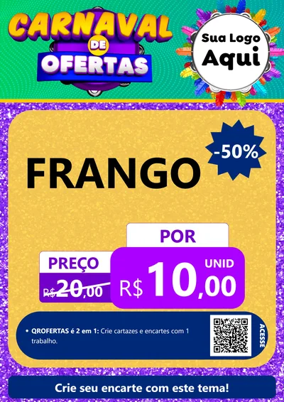 Modelo de Cartaz para Cartaz A4 Vertical com o tema Carnaval de Ofertas para Assados