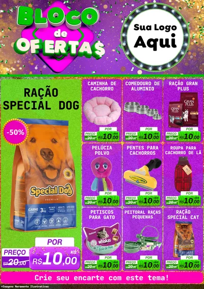 Modelo de Encarte para Encarte A4 Vertical com o tema Bloco de Ofertas para Pet Shop