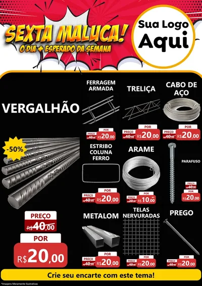 Modelo de Encarte para Encarte A4 Vertical com o tema Sexta Maluca! para Ferragens