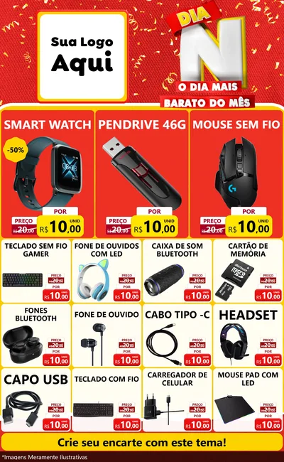 Modelo de Encarte para Encarte Grande com o tema Dia N o Dia Mais Barato do Mês para Informática