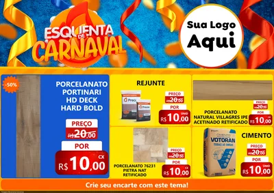 Modelo de Encarte para Encarte A4 Horizontal com o tema Esquenta de Carnaval para Pisos e revestimentos