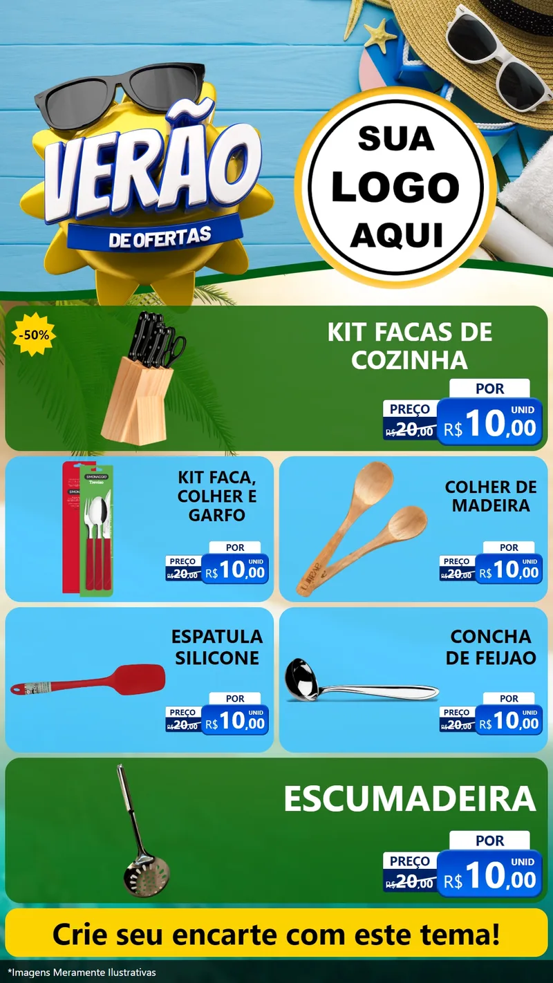 Modelo de TV para TV Vertical com o tema Verão de Ofertas para Utilidades Domésticas