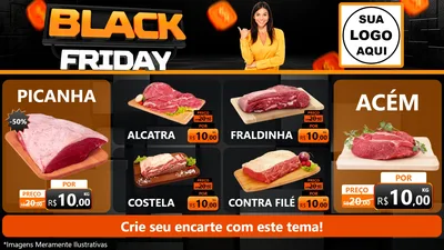 Modelo de TV para TV Horizontal com o tema Black Friday para Açougue