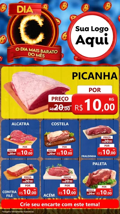Modelo de Rede Social para Stories com o tema Dia C - O Dia Mais Barato Do Mês para Açougue