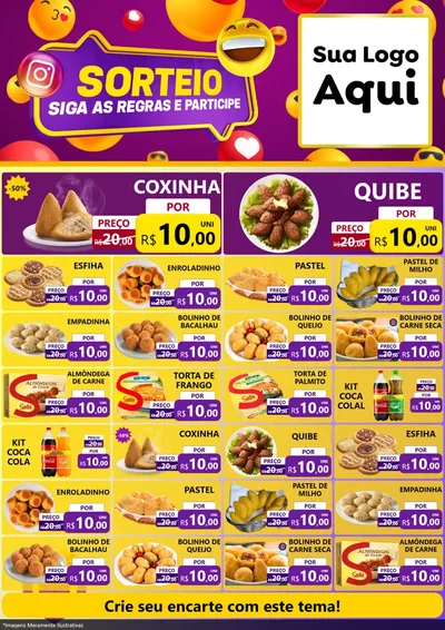 Modelo de Encarte para Encarte A4 Vertical com o tema Sorteio para Salgadaria
