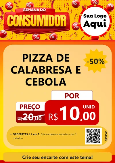 Modelo de Cartaz para Cartaz A4 Vertical com o tema Semana do Consumidor para Pizzaria