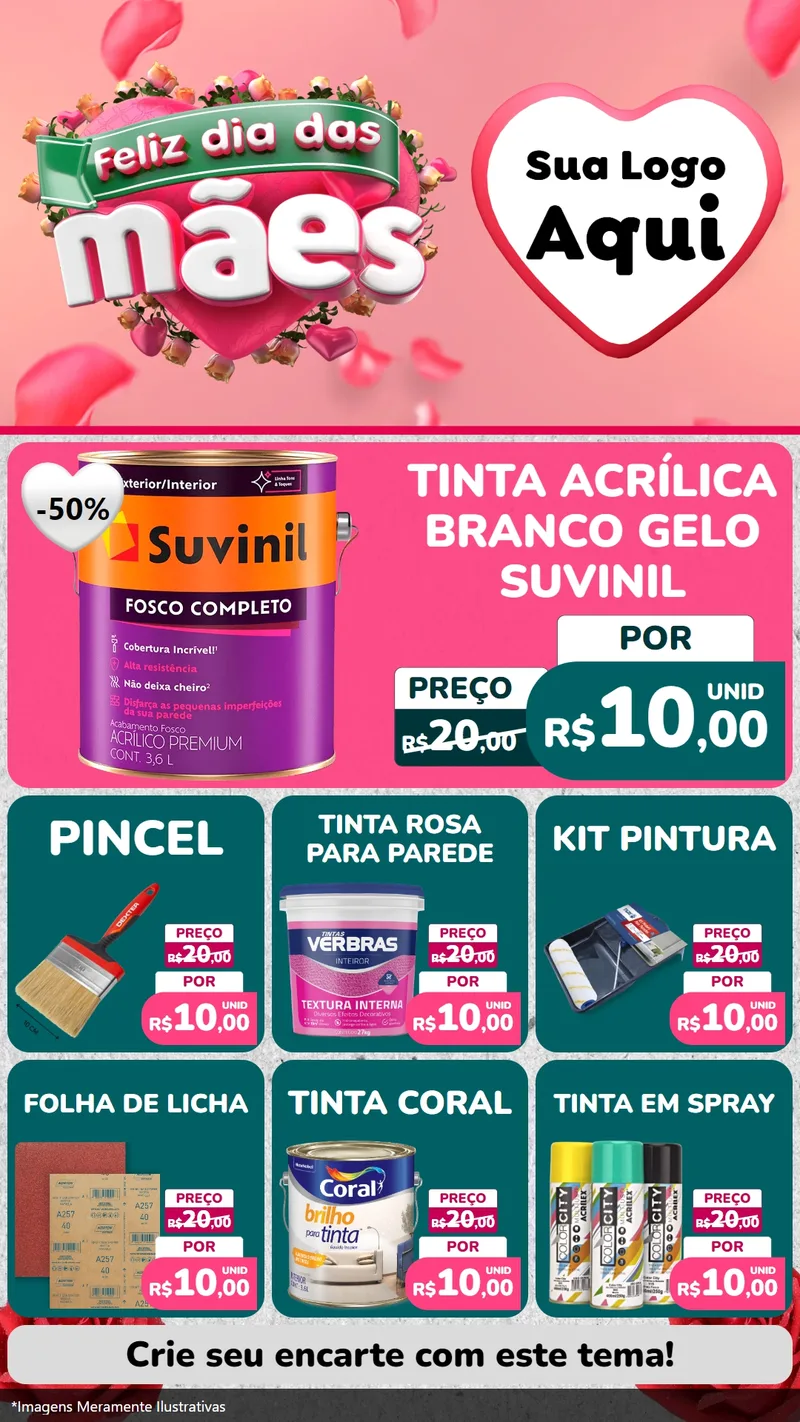 Modelo de Rede Social para Stories com o tema Feliz Dia das Mães para Tintas e Ferramentas
