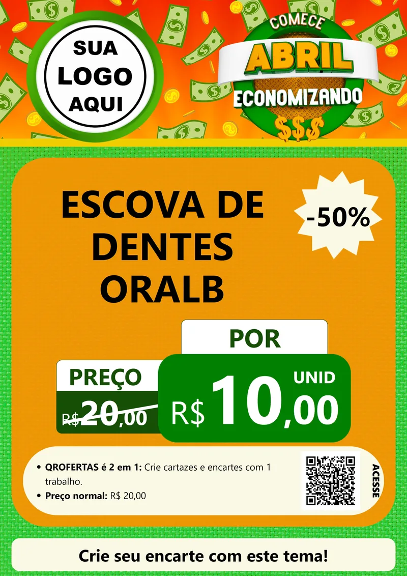 Modelo de Cartaz para Cartaz A4 Vertical com o tema Comece Abril Economizando para Higiene Pessoal