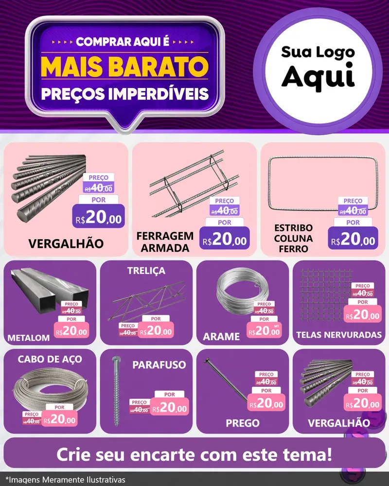 Modelo de Rede Social para Feed Instagram com o tema Mais Barato para Ferragens