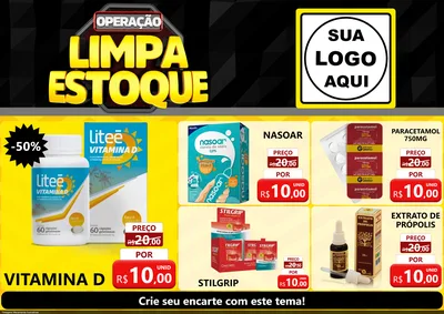 Modelo de Encarte para Encarte A4 Horizontal com o tema Operação Limpa Estoque para Farmácia