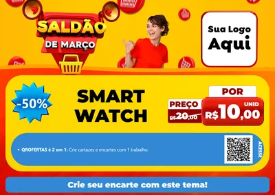 Modelo de Cartaz para Cartaz A4 Horizontal com o tema Saldão de Março para Informática