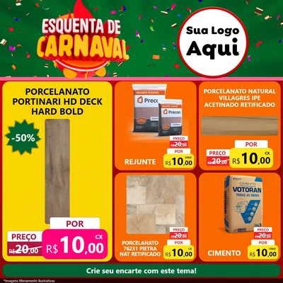 Modelo de Rede Social para Feed Facebook com o tema Esquenta de Carnaval para Pisos e revestimentos