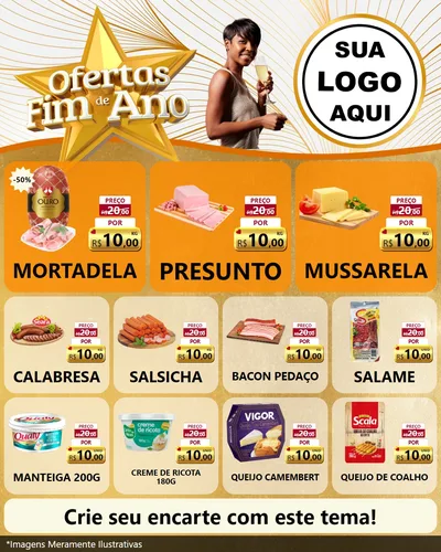 Modelo de Rede Social para Feed Instagram com o tema Ofertas Fim de Ano para Frios e Laticínios