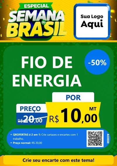 Modelo de Cartaz para Cartaz A4 Vertical com o tema Especial Semana do Brasil para Materiais Elétricos