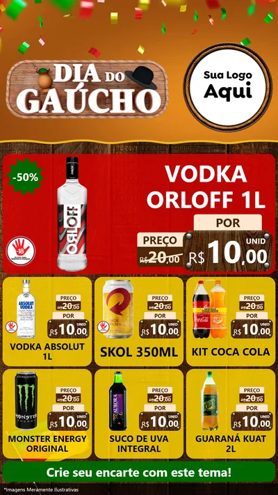 Modelo de Rede Social para Stories com o tema Dia do Gaúcho para Distribuidora de bebidas