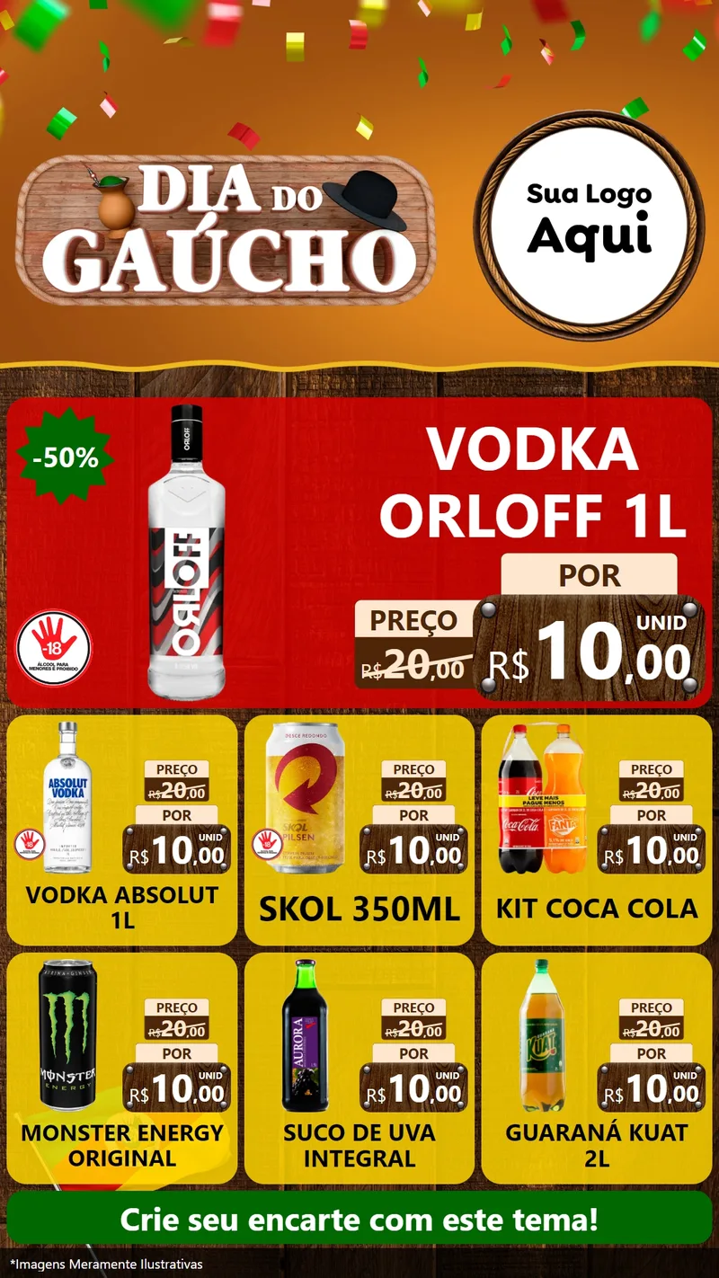 Modelo de Rede Social para Stories com o tema Dia do Gaúcho para Distribuidora de bebidas