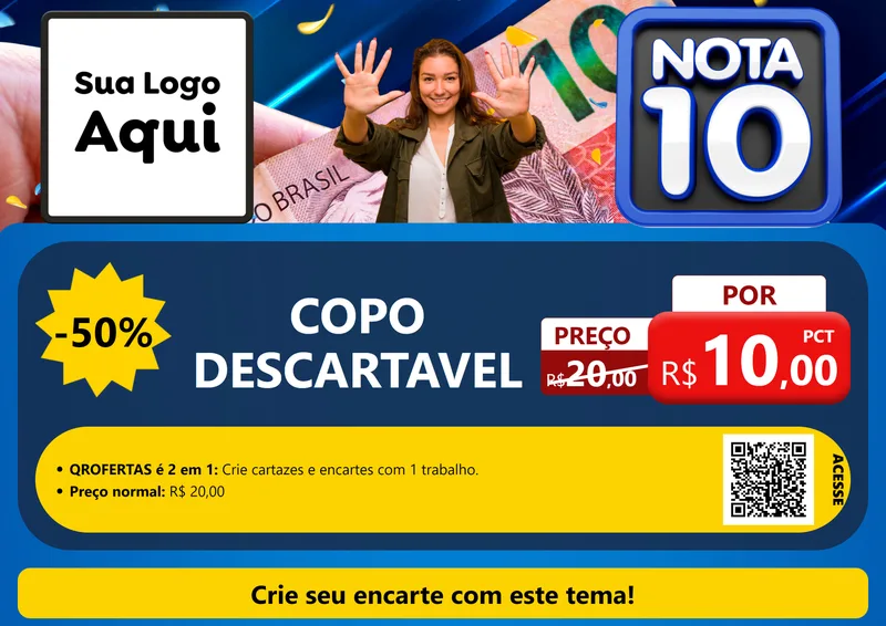 Modelo de Cartaz para Cartaz A4 Horizontal com o tema Nota 10 para Embalagens