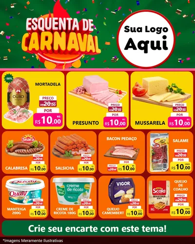 Modelo de Rede Social para Feed Instagram com o tema Esquenta de Carnaval para Frios e Laticínios