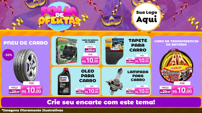 Modelo de TV para TV Horizontal com o tema Folia de Ofertas para Auto peças