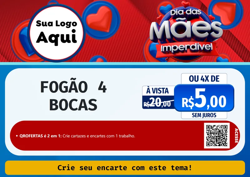 Modelo de Cartaz para Cartaz A4 Horizontal com o tema Dia Das Mães Imperdível para Móveis e Eletro