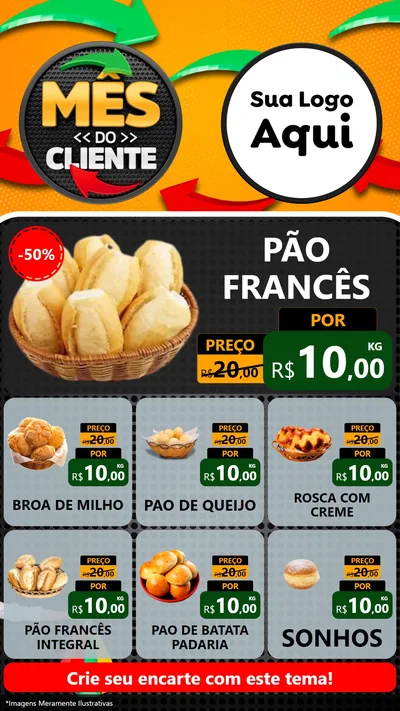 Modelo de Rede Social para Stories com o tema Mês do Cliente para Padaria