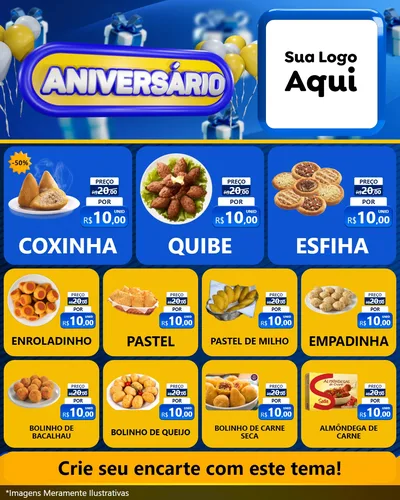 Modelo de Rede Social para Feed Instagram com o tema Aniversário para Salgadaria