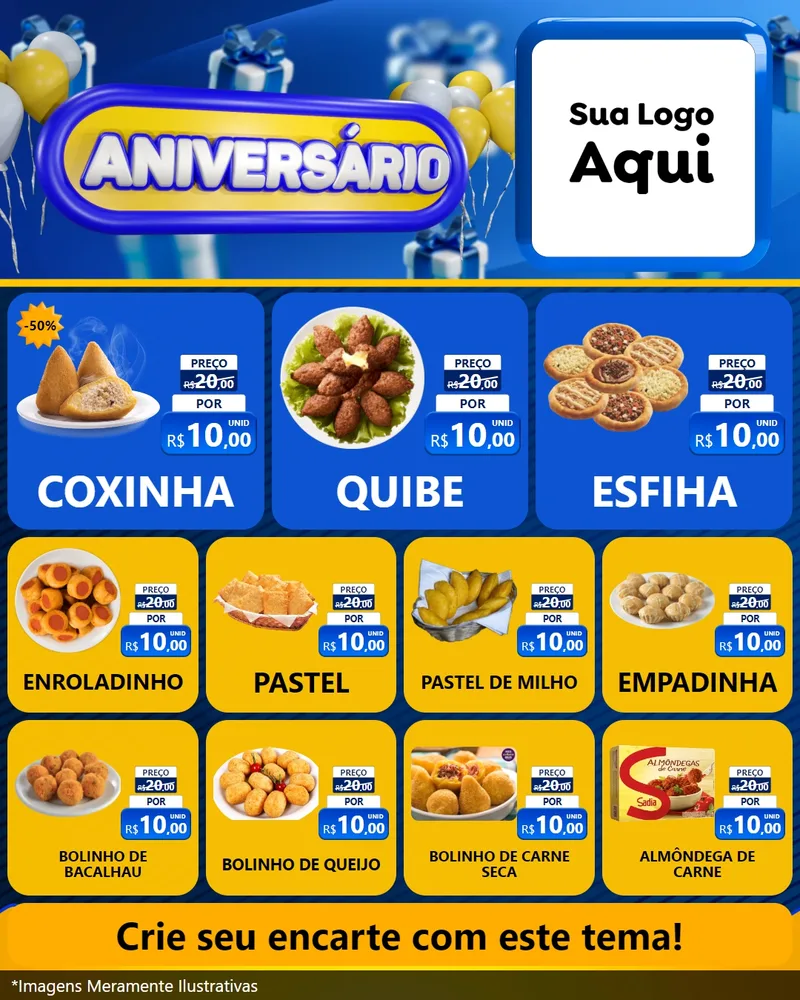 Modelo de Rede Social para Feed Instagram com o tema Aniversário para Salgadaria