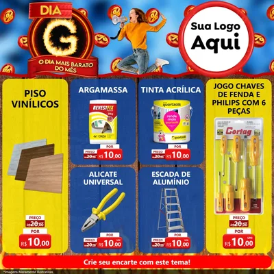 Modelo de Rede Social para Feed Facebook com o tema Dia G - O Dia Mais Barato Do Mês para Material para Construção
